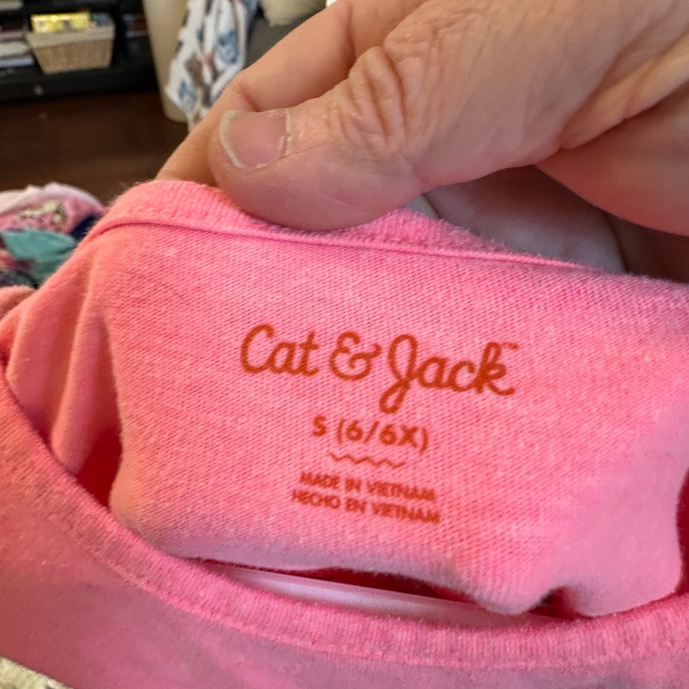 Cat & Jack Pink Casual Dress with Crew Neck and Short Sleeves